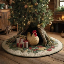 Holiday Farmstead Quilted Tree Skirt Christmas Gift