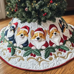 Corgi Charm Quilted Tree Skirt Christmas Gift