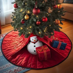 Gift Snowman Quilted Tree Skirt Christmas Gift
