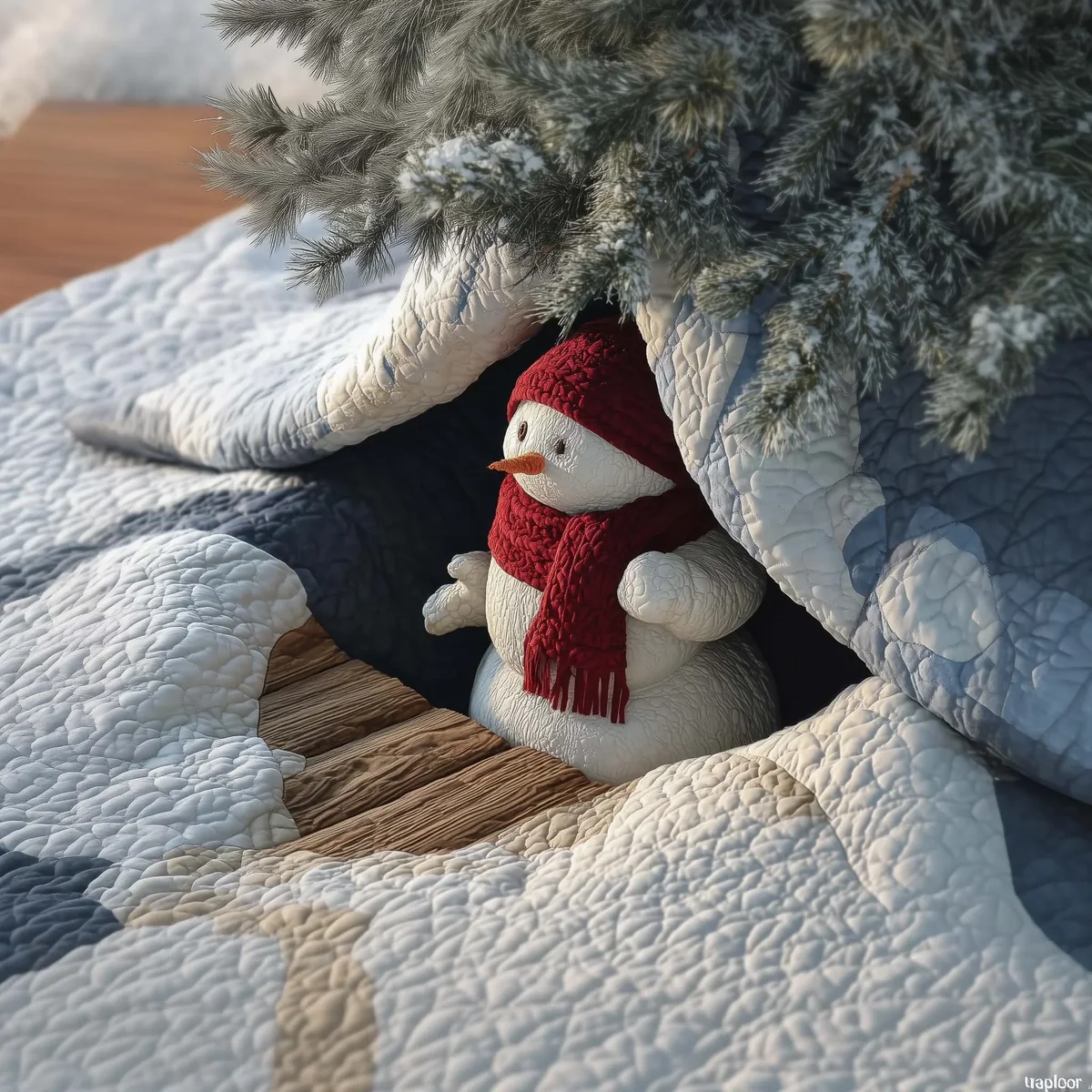 Cozy Snowman Quilted Tree Skirt Christmas Gift