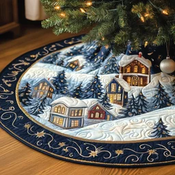 Christmas Village Quilted Tree Skirt Christmas Gift