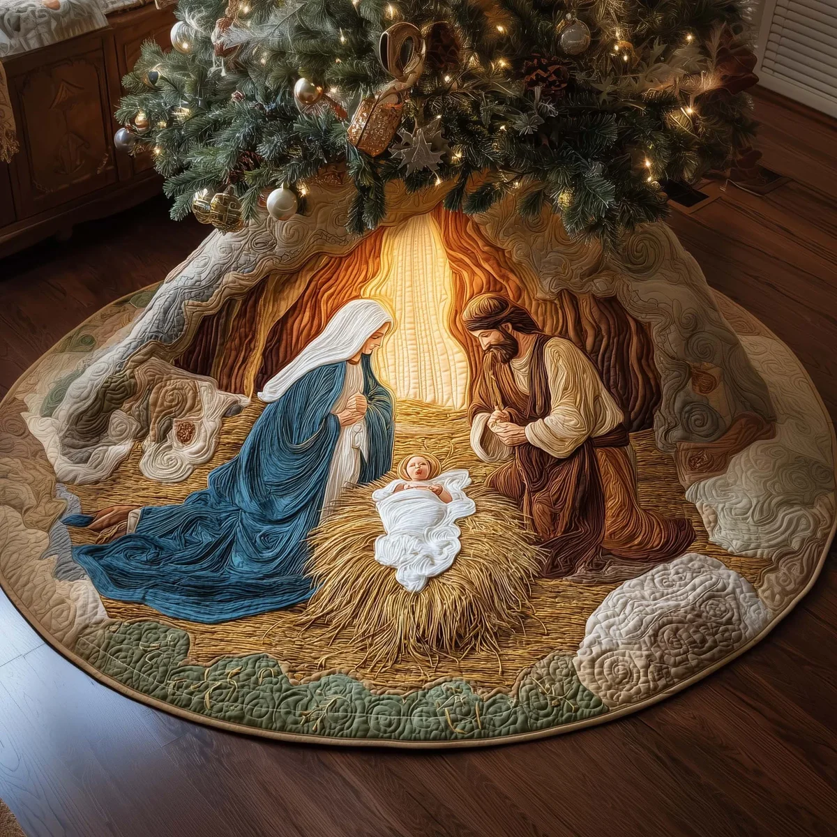 Divine Cradle Quilted Tree Skirt Christmas Gift