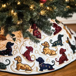 Dachshund Quilted Tree Skirt Christmas Gift