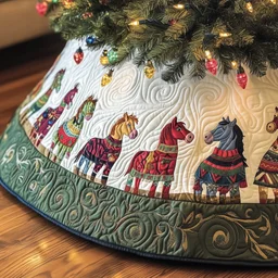 Farmhouse Horse Quilted Tree Skirt Christmas Gift