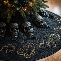 Elegant Skull Quilted Tree Skirt Christmas Gift