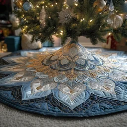 Frosted Aurora Quilted Tree Skirt Christmas Gift