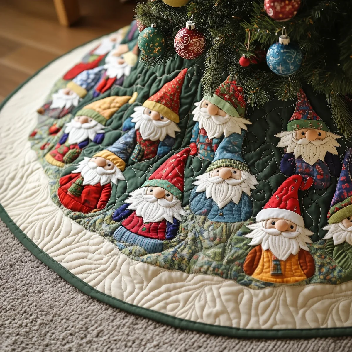 Gnome Quilted Tree Skirt Christmas Gift