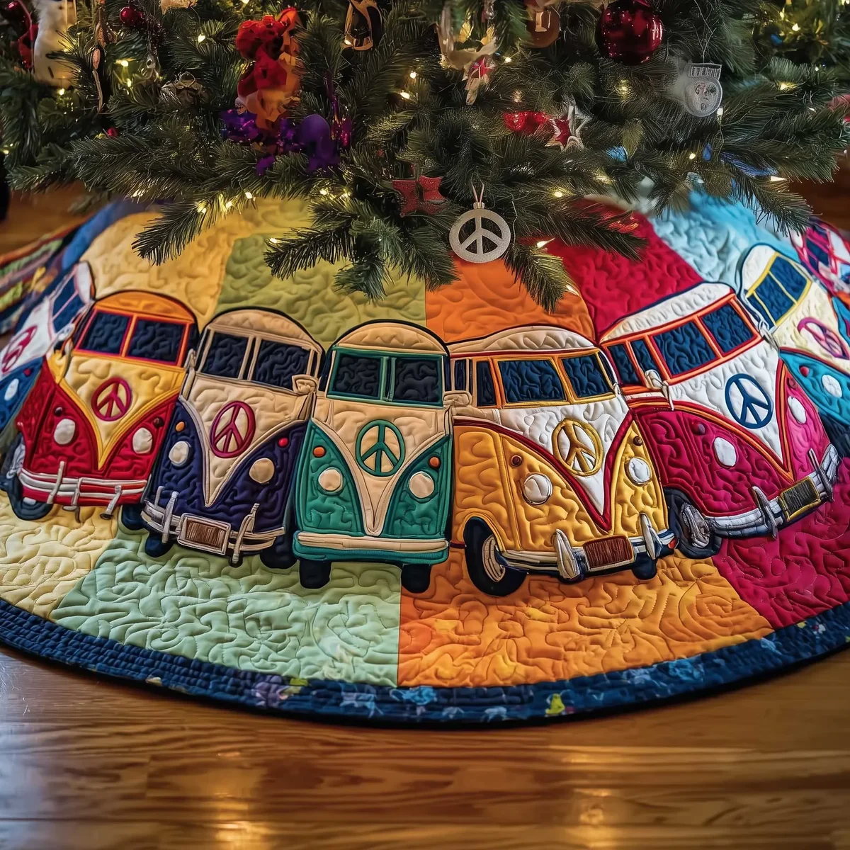 Groovy Holiday Quilted Tree Skirt Christmas Gift
