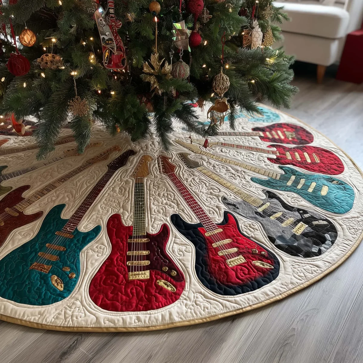 Classic Strats Quilted Tree Skirt Christmas Gift