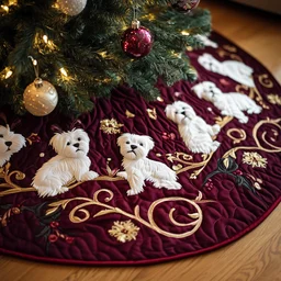 West Highland Terrie Quilted Tree Skirt Christmas Gift