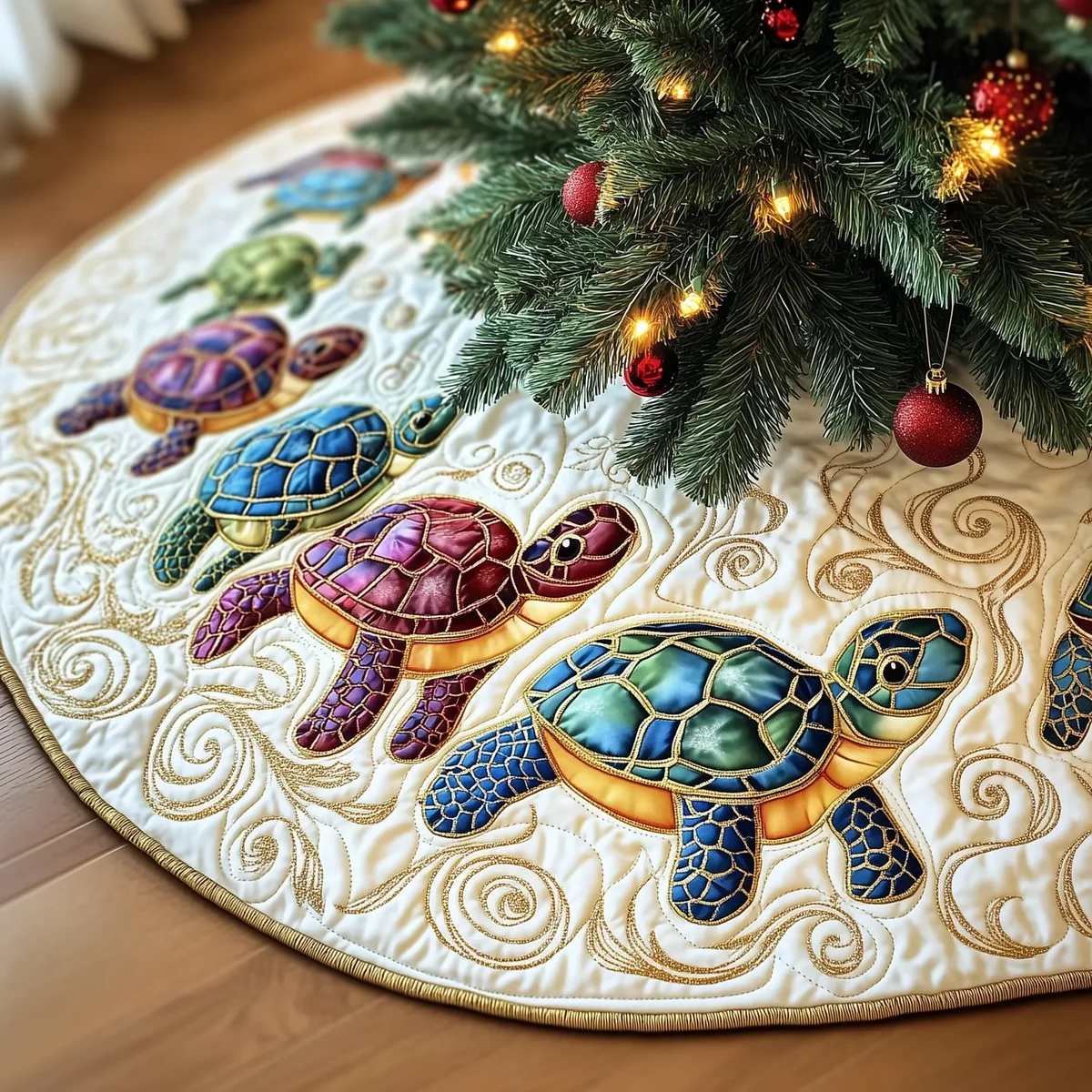 Turtle Quilted Tree Skirt Christmas Gift
