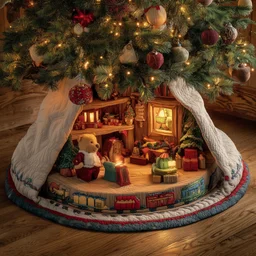 Teddy Workshop Quilted Tree Skirt Christmas Gift