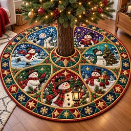 Snowman Christmas Memories Quilted Tree Skirt Christmas Gift