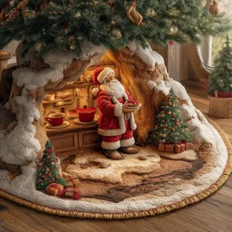 Santa Kitchen Quilted Tree Skirt Christmas Gift