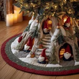 Snowy Gnome Quilted Tree Skirt Christmas Gift