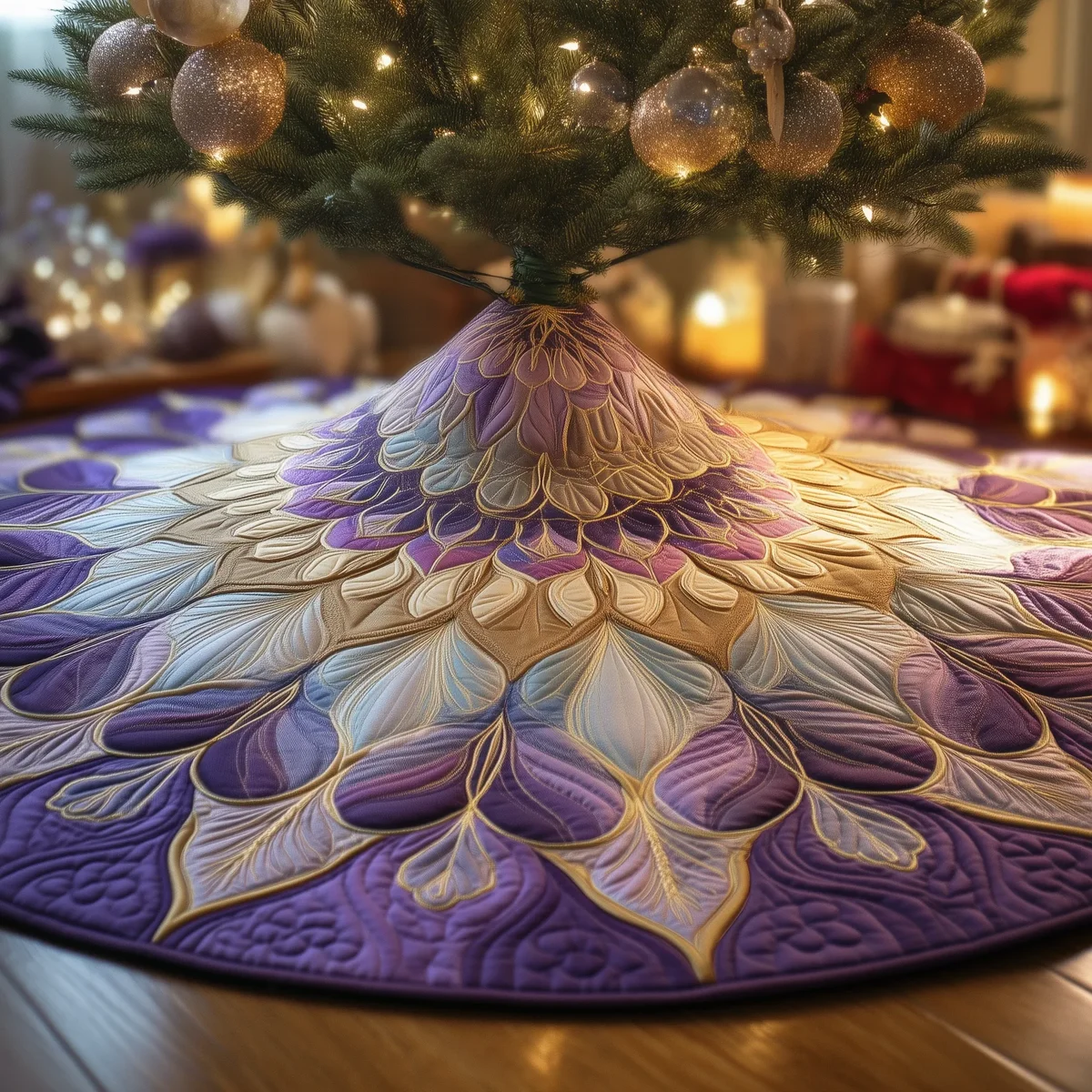 Twilight Petal Quilted Tree Skirt Christmas Gift