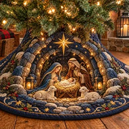 Nativity Scene Quilted Tree Skirt Christmas Gift