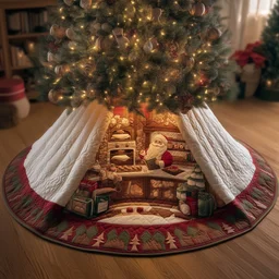 Santa Bakery Quilted Tree Skirt Christmas Gift