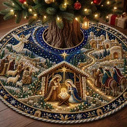 Journey To The Manger Quilted Tree Skirt Christmas Gift