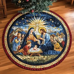Nativity Blessing Quilted Tree Skirt Christmas Gift