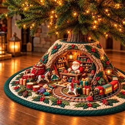 Toy Workshop Quilted Tree Skirt Christmas Gift