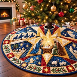 Nativity Heavenly Peace Quilted Tree Skirt Christmas Gift