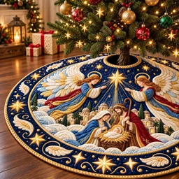 Nativity Christmas Miracle Quilted Tree Skirt Christmas Gift