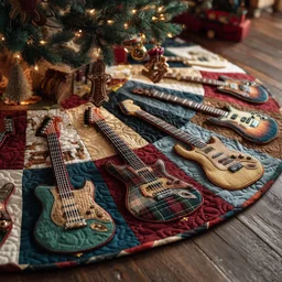 Retro Melody Quilted Tree Skirt Christmas Gift