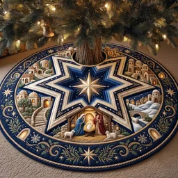 Star Nativity Quilted Tree Skirt Christmas Gift