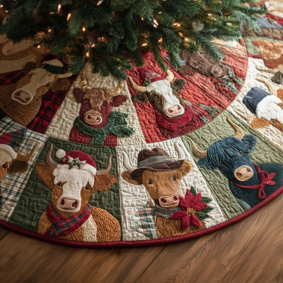 Western Party Quilted Tree Skirt Christmas Gift