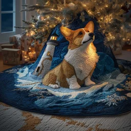 Lighthouse Corgi Quilted Tree Skirt Christmas Gift