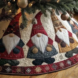Joyful Gnome Quilted Tree Skirt Christmas Gift