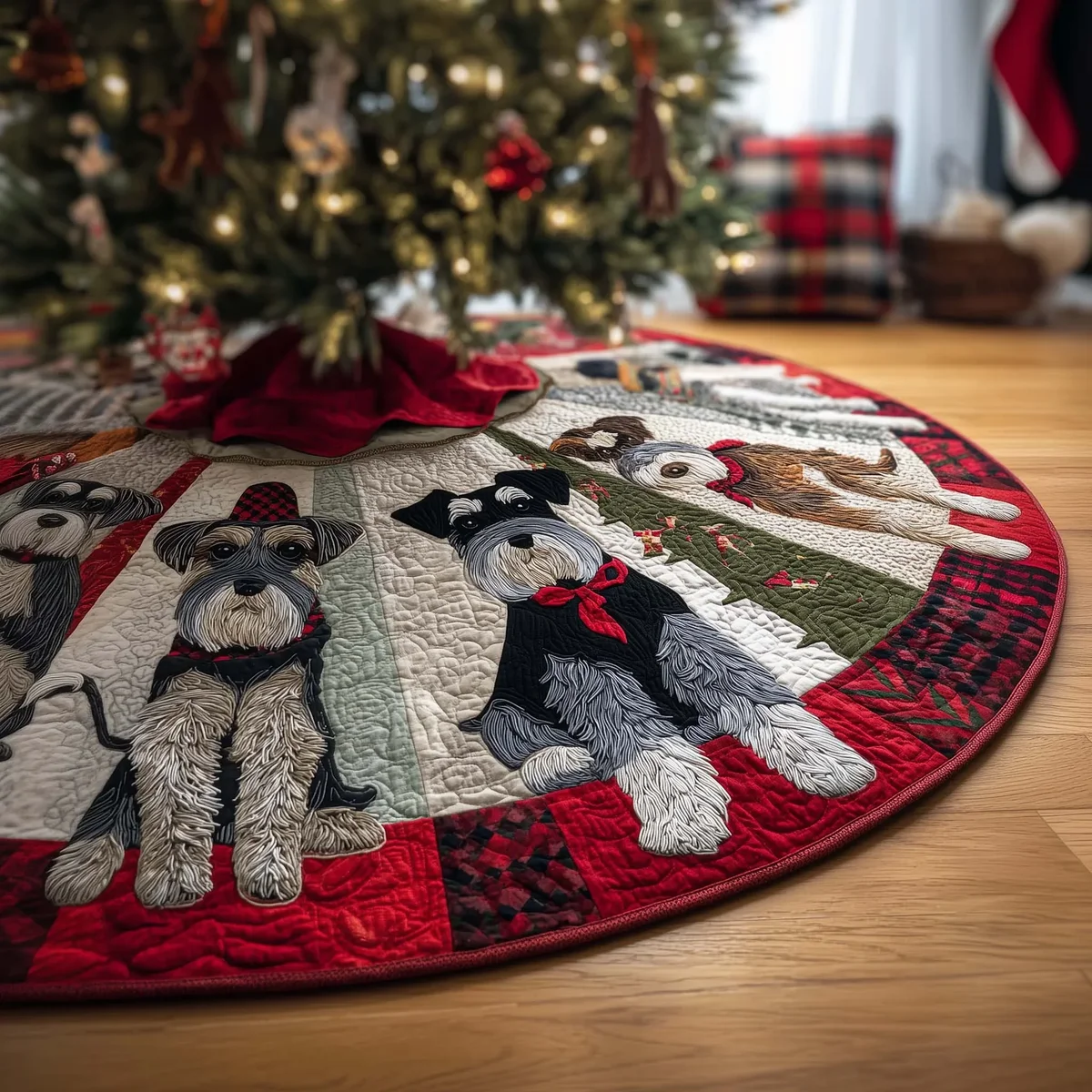 Schnauzer Ring Quilted Tree Skirt Christmas Gift