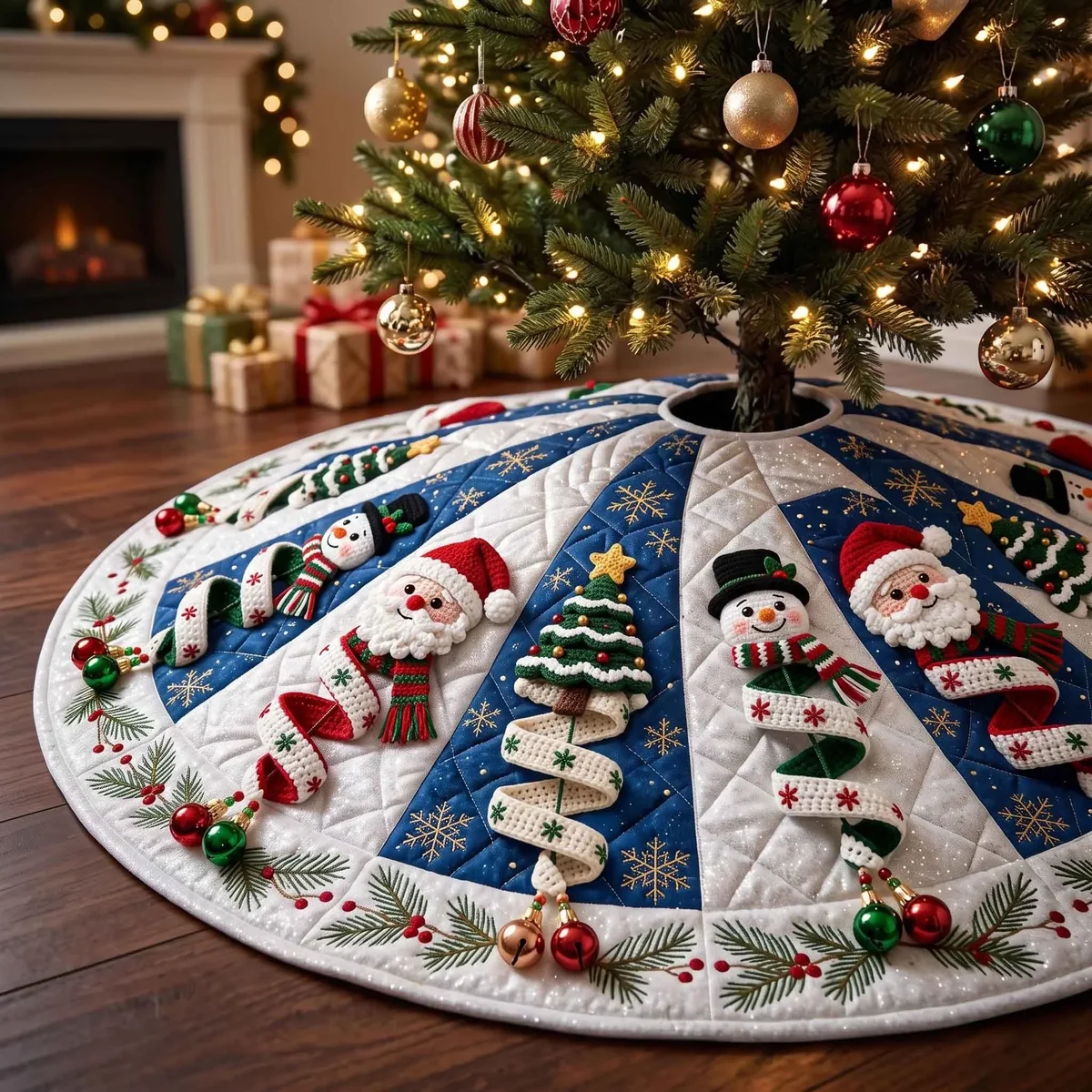 Merry Crochet Quilted Tree Skirt Christmas Gift