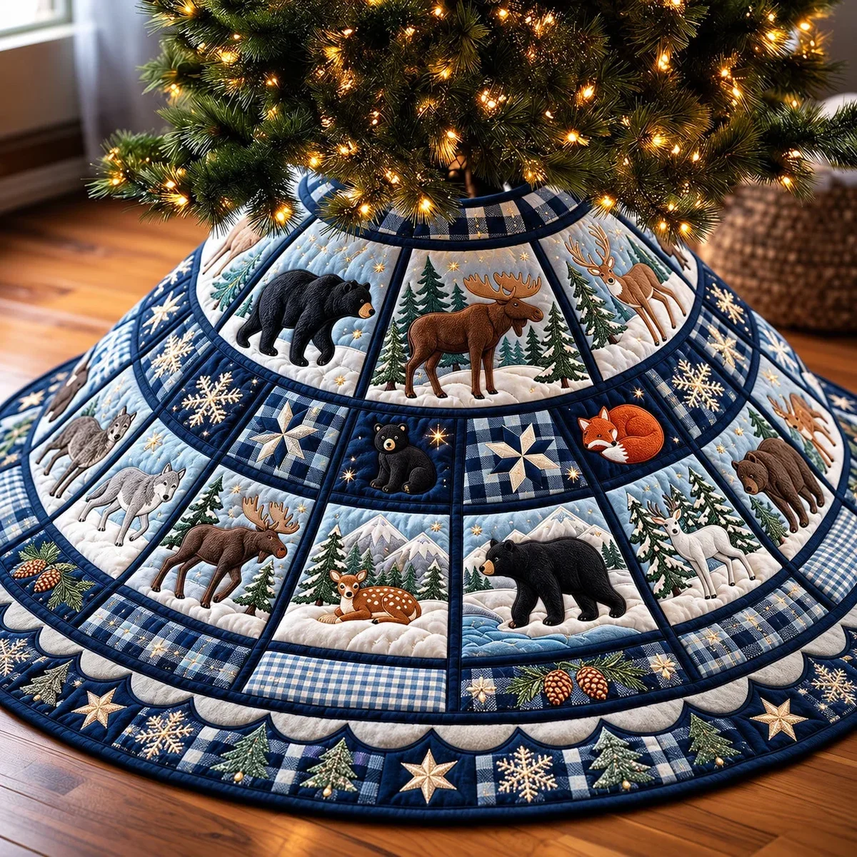 Winter Wildlife Quilted Tree Skirt Christmas Gift
