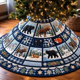 Winter Wildlife Quilted Tree Skirt Christmas Gift