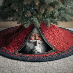 Secret Santa Quilted Tree Skirt Christmas Gift