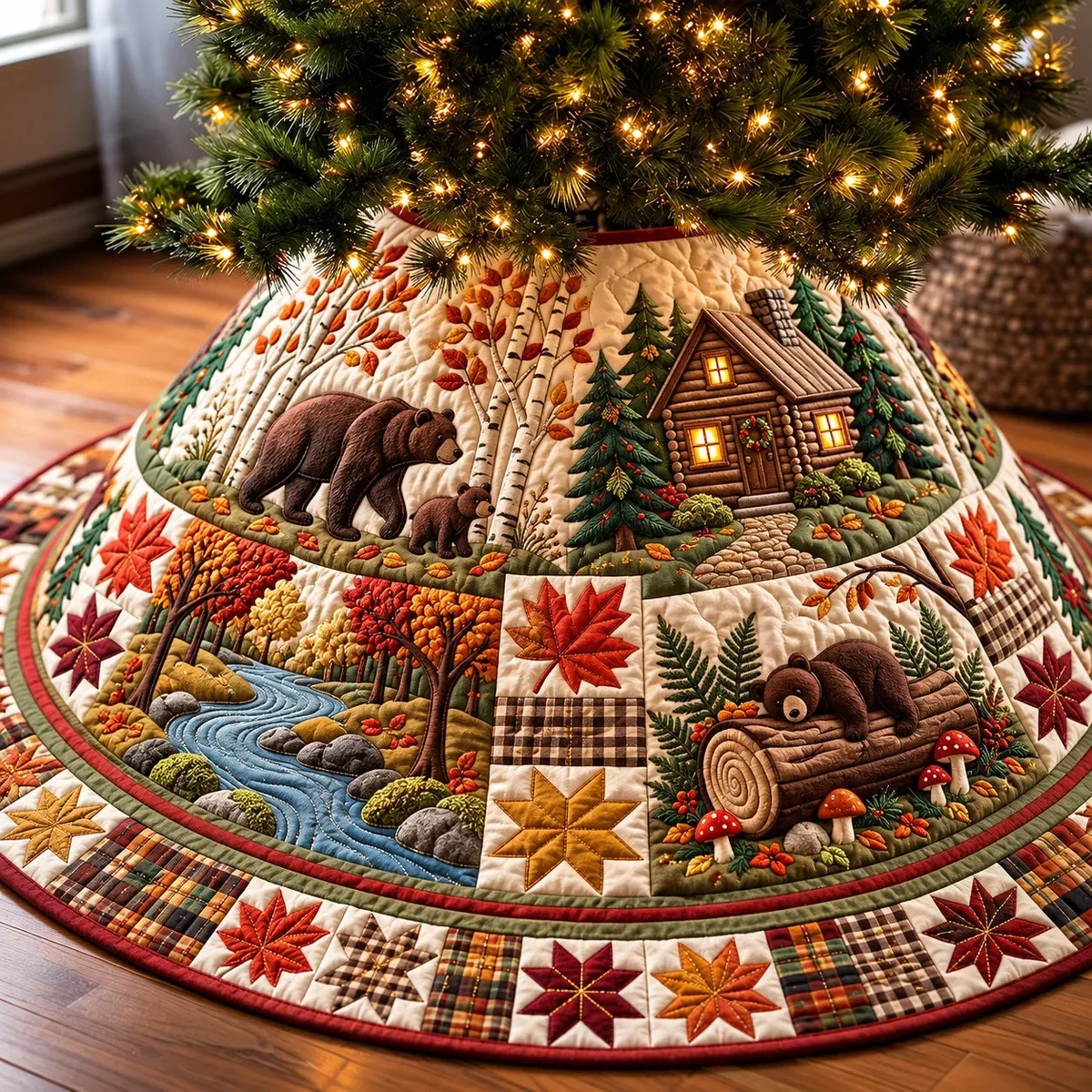 Woodland Quilted Tree Skirt Christmas Gift