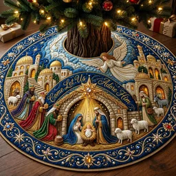 Let Us Adore Him Quilted Tree Skirt Christmas Gift