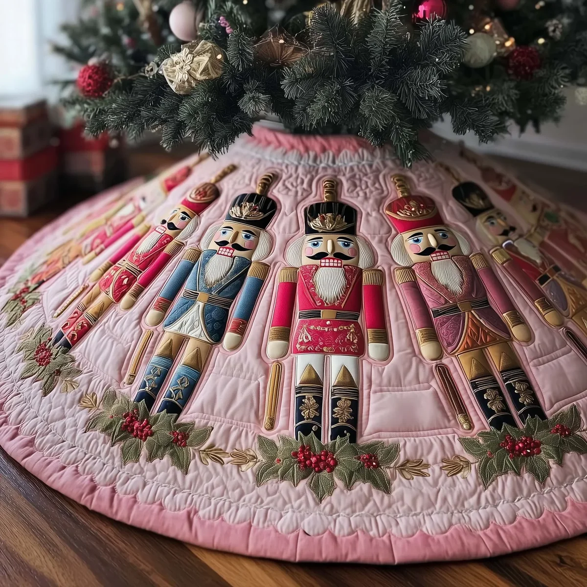 Nutcracker Parade Quilted Tree Skirt Christmas Gift