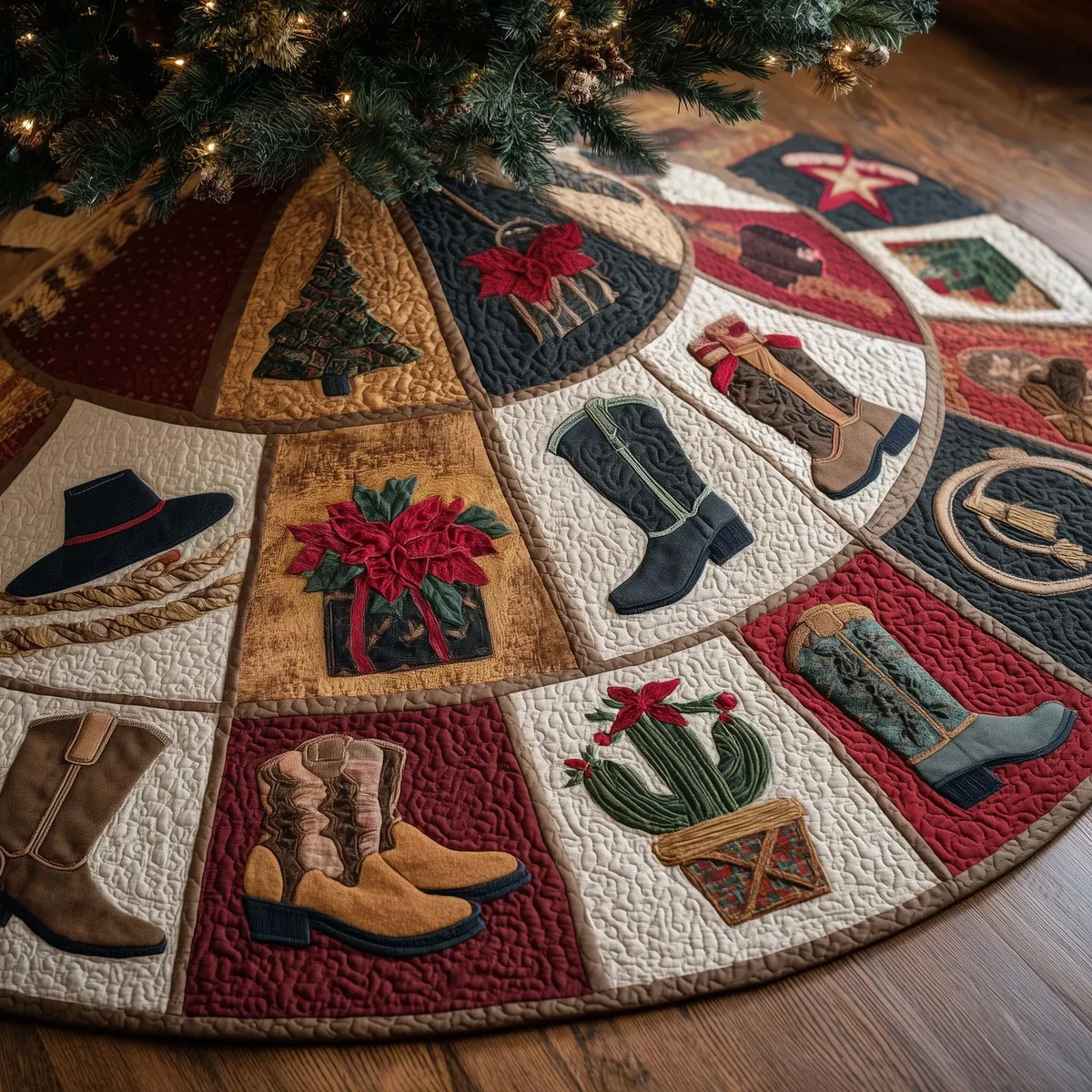 Howdy Christmas Quilted Tree Skirt Christmas Gift