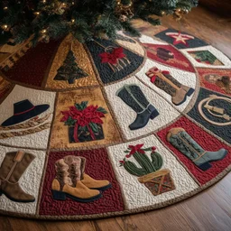 Howdy Christmas Quilted Tree Skirt Christmas Gift