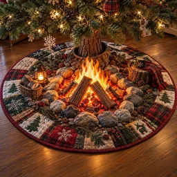 Rustic Campfire Quilted Tree Skirt Christmas Gift