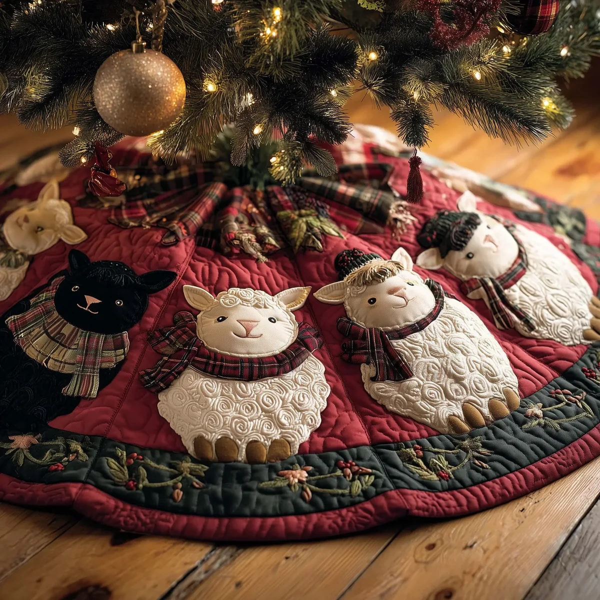 Sheep Quilted Tree Skirt Christmas Gift