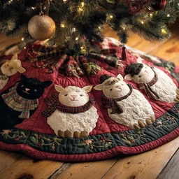 Sheep Quilted Tree Skirt Christmas Gift