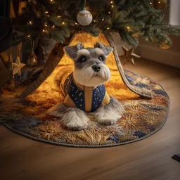 Posed Schnauzer Quilted Tree Skirt Christmas Gift