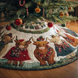 Merry Highland Quilted Tree Skirt Christmas Gift