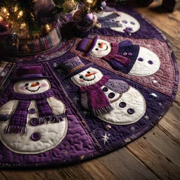 Snowmen Assemble Quilted Tree Skirt Christmas Gift