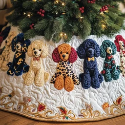 Poodle Charm Quilted Tree Skirt Christmas Gift