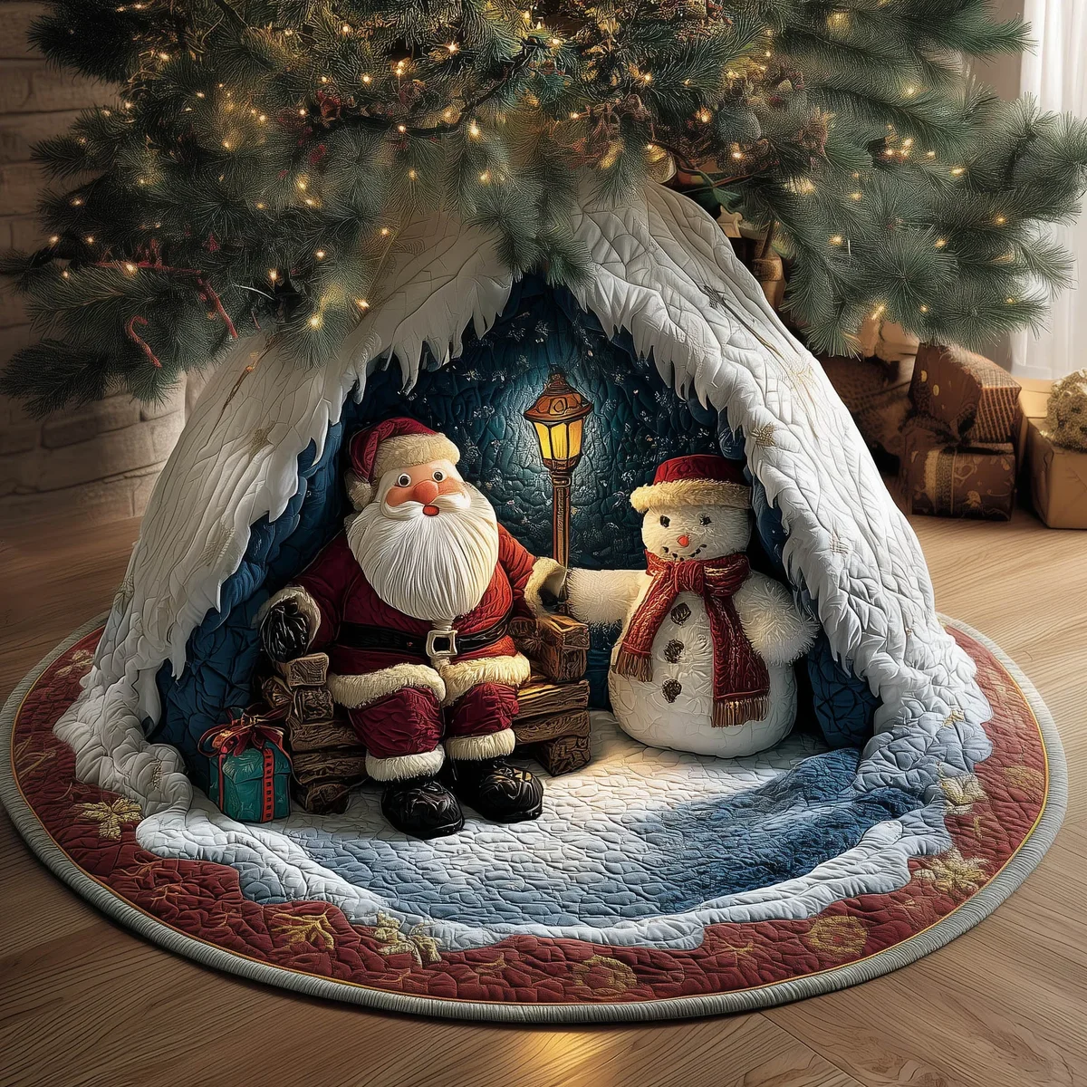 Santa Best Friend Quilted Tree Skirt Christmas Gift